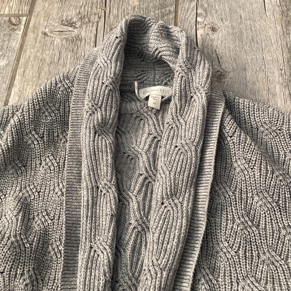 Garnet Hill Knitted Long Open Sweater M